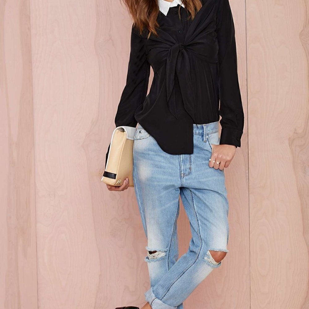 Nasty Gal Back in Black Tie shirt S - Picture 12 of 13